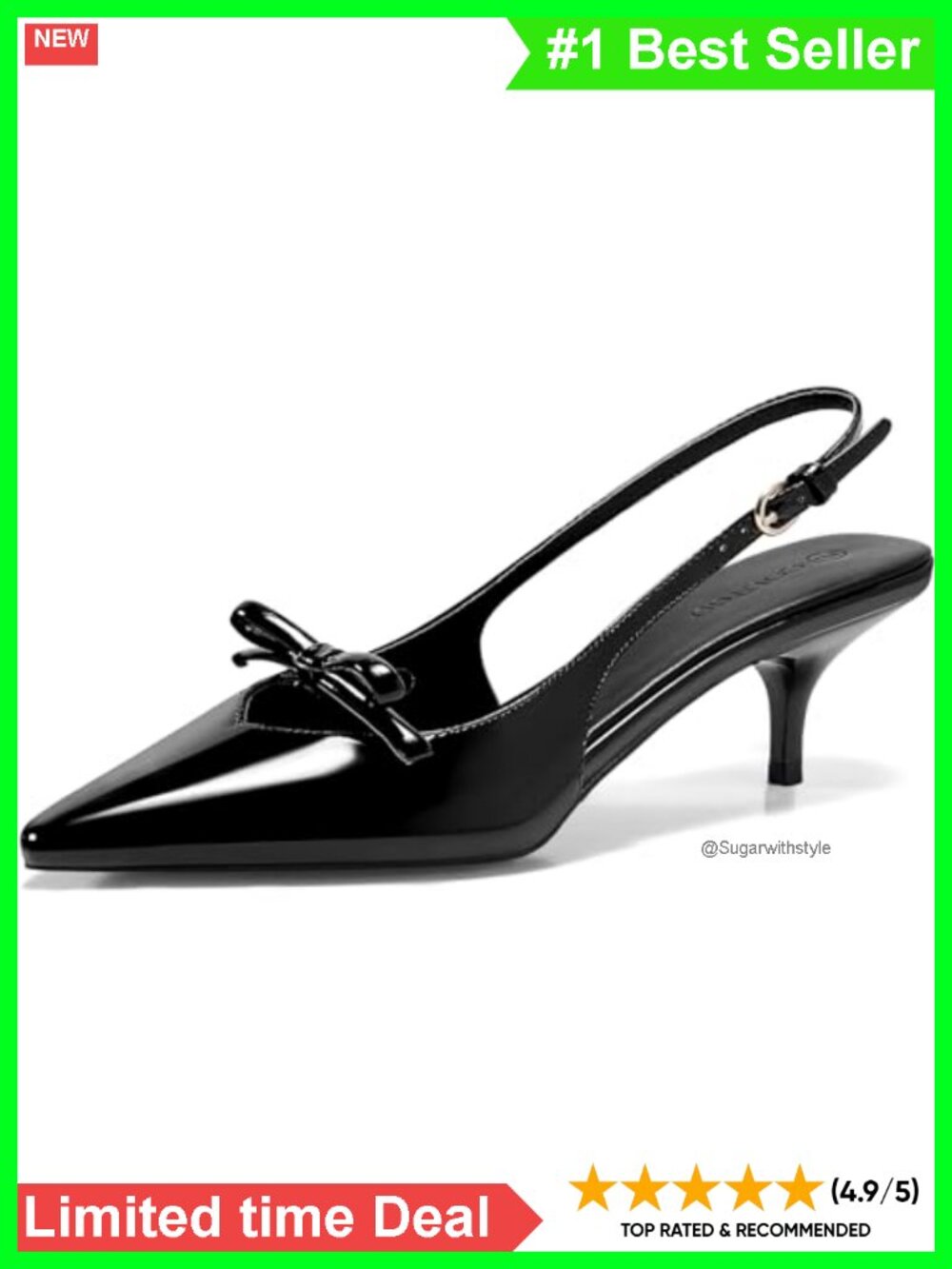 Slingback Kitten Heels Bow Pointed Toe Dress Pumps